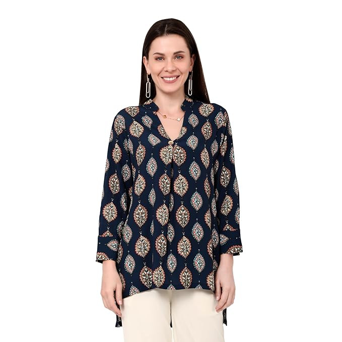 Western Tunic for Women | Regular Wear,Rayon Material Printed Tops For Girls | Girls Summer Clothing Tops | Stylish Sleeve, Regular fit Tops