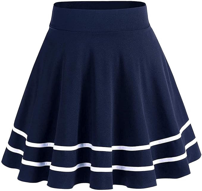 Girl's/Women's Classic Stretchy All Time Trendy Striped Solid Skater Skirts with Attached Inner Shorts