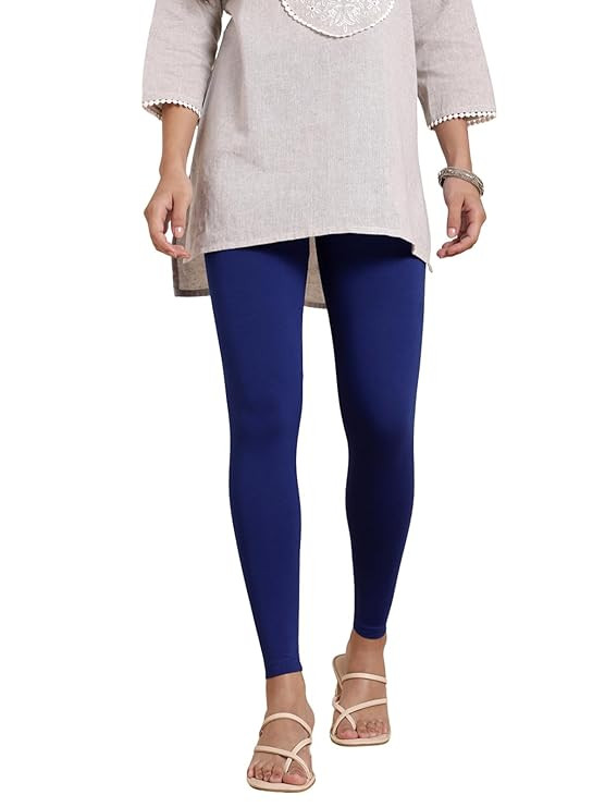 Stretchable Cotton Elasthane Fabric Ankle Length Leggings for Women
