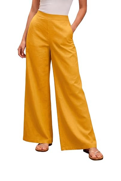 100% Cotton Wide Leg Straight Korean Pants for Women Stylish Western Palazzo Parallel Leg Trouser Casual Lounge Office Wear
