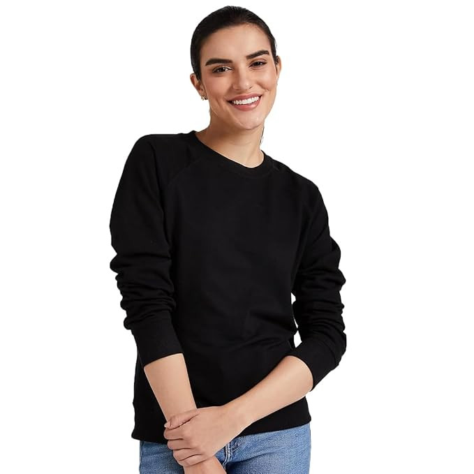 Womens Round Neck Fullsleeve Black Sweatshirt
