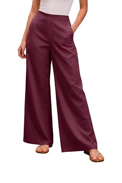 100% Cotton Wide Leg Straight Korean Pants for Women Stylish Western Palazzo Parallel Leg Trouser Casual Lounge Office Wear