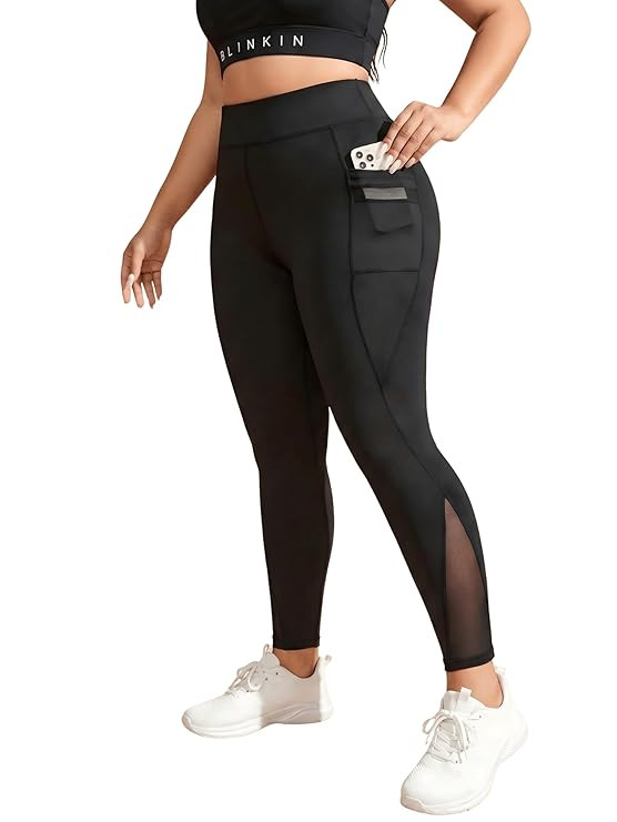 BLINKIN Plus Size Gym Pants for Women's Workout - The Ultimate Yoga Pants | Workout Lowers | Mesh Leggings |Gym Track Pants for Women (PLUSS-2012)