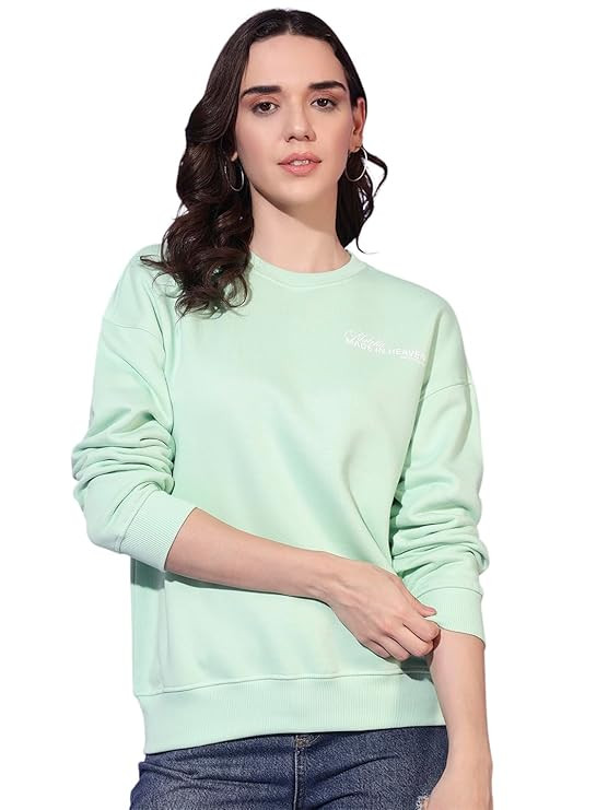 Women Sweatshirt | Cotton Terry Winter Pullover | Full Sleeve Round Neck Casual Top (XS–XL)