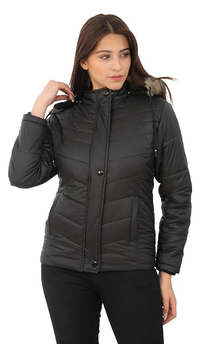 Women's Quilted Jacket | Puffer Regular Fit Bomber Jacket For Winter Wear | Hooded Collar Neck | Full Sleeve | Casual Jacket For Woman & Girl's | Western Style