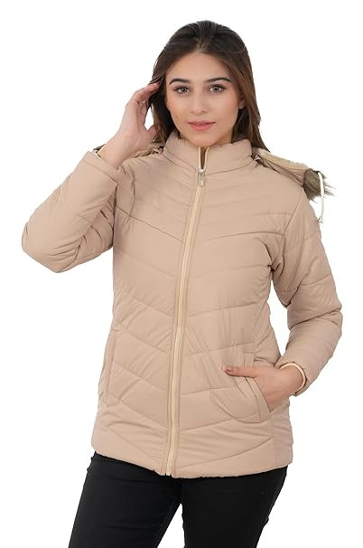 Women's Winter Parka Coat, Zipper Closure, Standard Length, Petite Size
