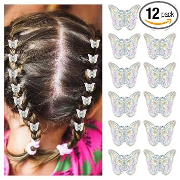 12 Pcs Mini Butterfly Hair Clips for Girls and Women, Stylish Claw Clips, Kids Hair Accessories, Small Hair Clip Set for Woman and Girls