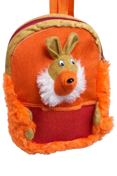 Kids Plush Fox Backpack Soft Velvet, Cute Animal Design with Embroidery, Toddler School Bag