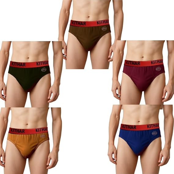 Men's Super Combed Cotton Briefs with Ultrasoft and Durable Waistband (Pack of 5)