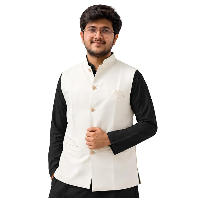 Men's Stylish Nehru Jacket | Ethnic Koti for Men for Wedding & Party | Mandarin collar modi Jacket & Waistcoat | Sleeveless Sadri Jacket