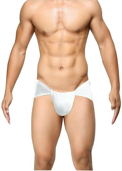 Men's Cotton Gym Supporter Langot, Solid Modern Style, Breathable Regular Fit Brief, Adult White