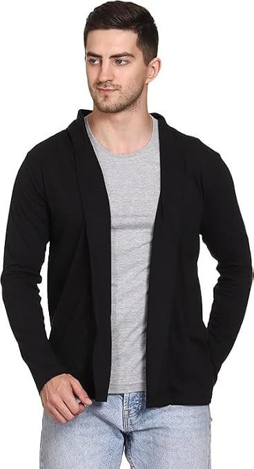 Men's Full Sleeve Open Front Cotton Shrug Jacket