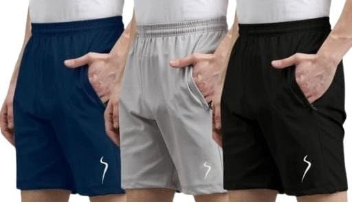 Pack of 3 MenSports Shorts Solid Pattern Half Pants for Gym Fitness Running and Casual Use