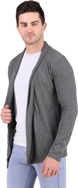 Men's Premium Cotton Blend Cardigan – Shawl Collar Shrug, Lapel Collar, Casual & Warm Winter, Summer Wear