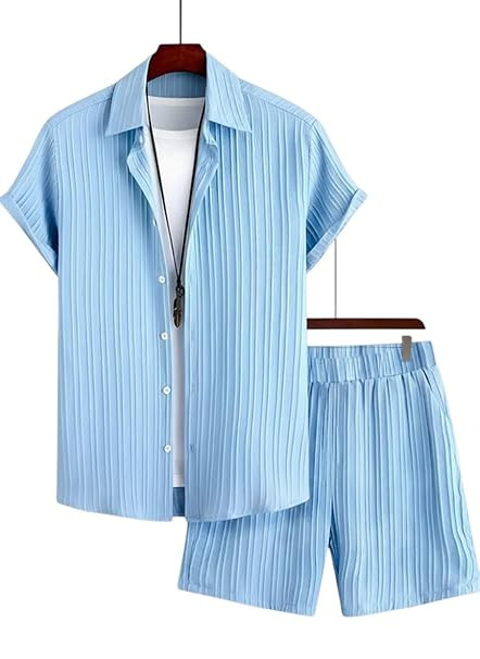 Men's Short Sleeve Shirt and Shorts Night Suit Set