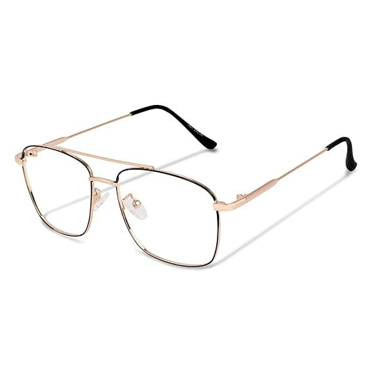 Blue Light Blocking Blue Cut Zero Power anti-glare Retro Square Eyeglasses, Frame for Eye Protection from UV by Computer/Tablet/Laptop/Mobile
