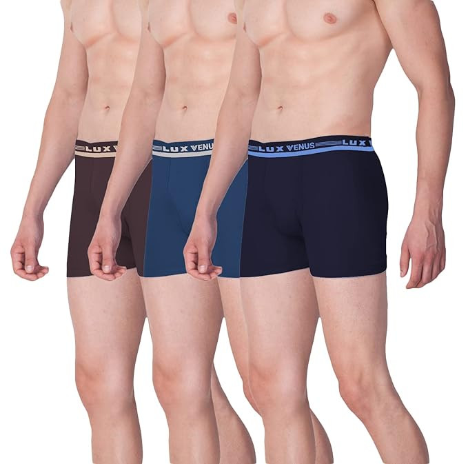 LUX VENUS Men's Pack of 3 Plain Boxers
