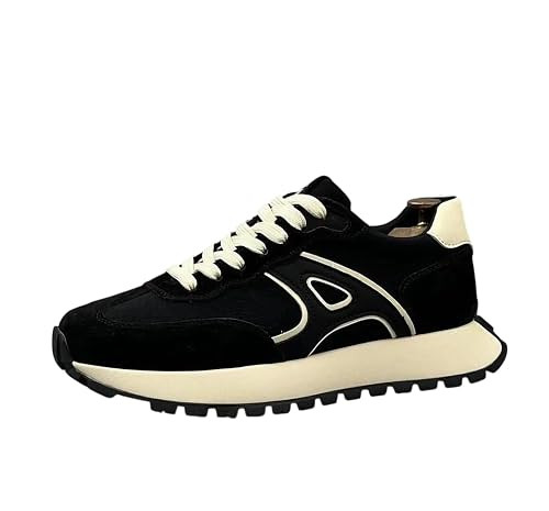 Men's Casual Sneakers Shoes Contrast Design, Lightweight Lace-Up Fashion Footwear for Daily Walking and Everyday Comfort Black