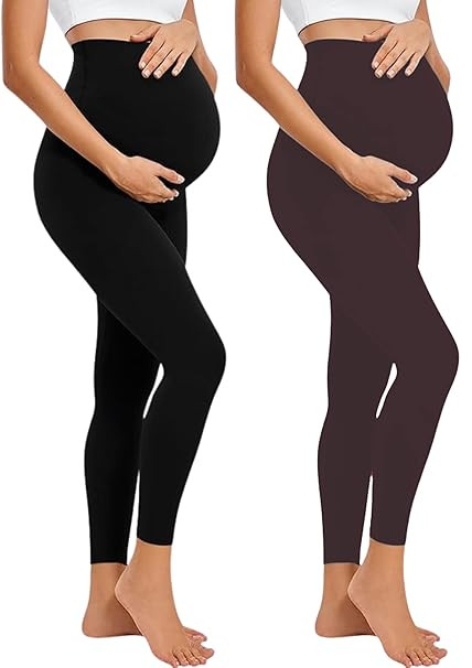 Women's Cotton Lycra Over Belly Maternity Leggings - Comfortable, Seam-Free, High Waist Support, Stretchable Pregnancy Pants for Pre & Post Pregnancy