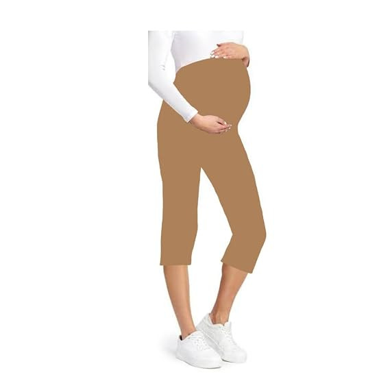 Women's Cotton Lycra Over Belly Maternity Leggings - Comfortable, Seam-Free, High Waist Support, Stretchable Pregnancy Pants for Pre & Post Pregnancy