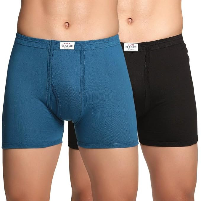 Lux Classic men’s inner elastic trunks made from premium 100% cotton. Soft, breathable, and durable everyday essential underwear. Pack of 2, designed for ultimate comfort and long-lasting wear.
