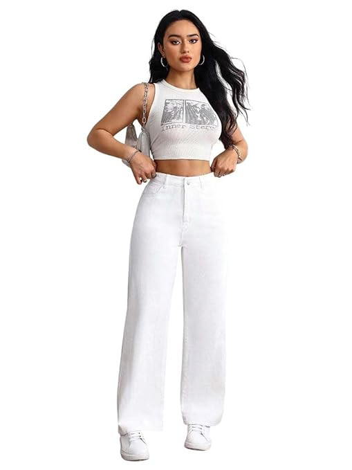 TA Women's Straight Fit High-Rise Stretchable Jeans