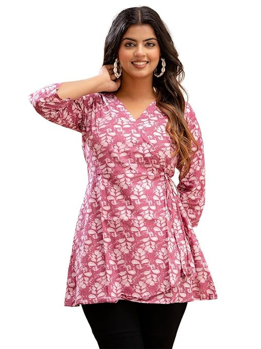 TA feranoid Women Cotton Angrakha Kurti