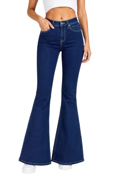 TA Women's High Waist Bell Bottom Jeans | Flared Wide Leg Stretchable Denim Pants | Stylish Casual, Party & Everyday Wear | Denim Pant Suits | Bootcut Fit Design