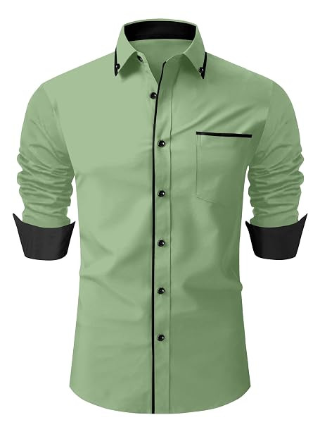 TA Men's Regular Fit Casual Shirt, Solid Pattern, Slim Collar