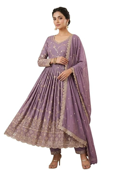 TA  Anarkali Kurti Pant with Dupatta Set | Premium Ethnic Suit | Embroidered Kurta Set for Women