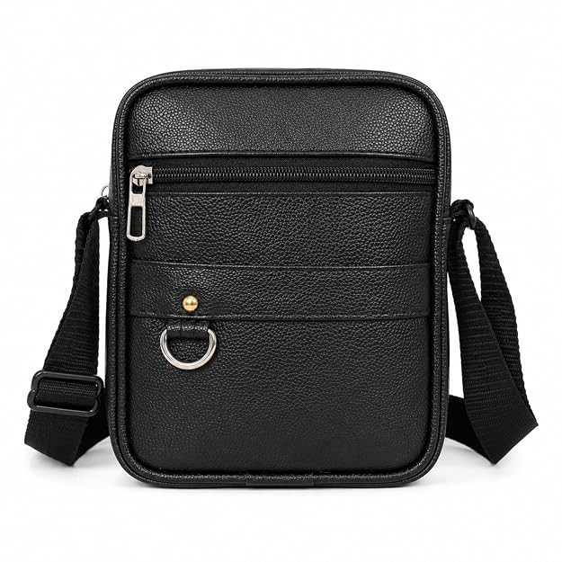 TA Premium Vegan Leather Sling Bag for Men | Crossbody Shoulder Bag | Hidden Inside Zip Pocket | Adjustable Strap | Travel, Office & Daily Use