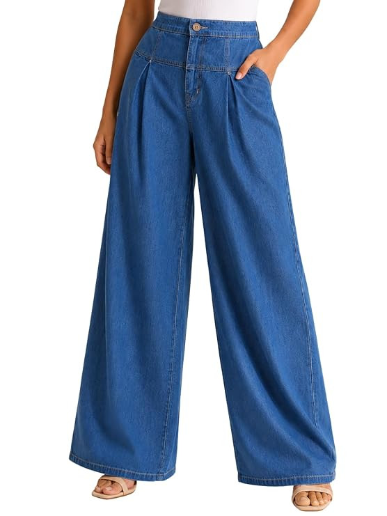 TA Jeans for Women | High Waist – Flared Palazzo Pants for Women Wide Leg Denim Casual Trousers | Woman Wide Leg Baggy Jeans Loose Fit Denim Pants with Pockets