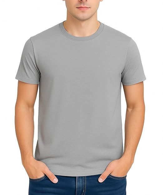 TA Premium Cotton Lycra T-Shirts for Men - Soft (in, Alpha, L, Regular, Grey)