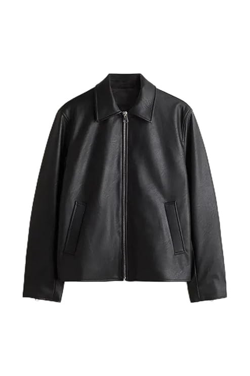 TA Men's Black Jacket || Lightweight Outwear Jacket Biker Jacket for Man | Collared Zip-Up Classic Style