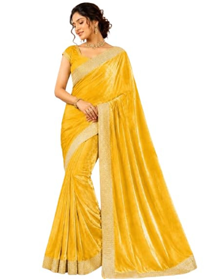 TA Beautiful Yellow Twill Net Saree for Women | Premium Draping Saree 5.5 Meter with Blouse Piece 0.9 Meter | Elegant Soft Shimmer Party Saree