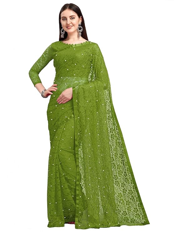 TA  Women's Net Saree With Blouse