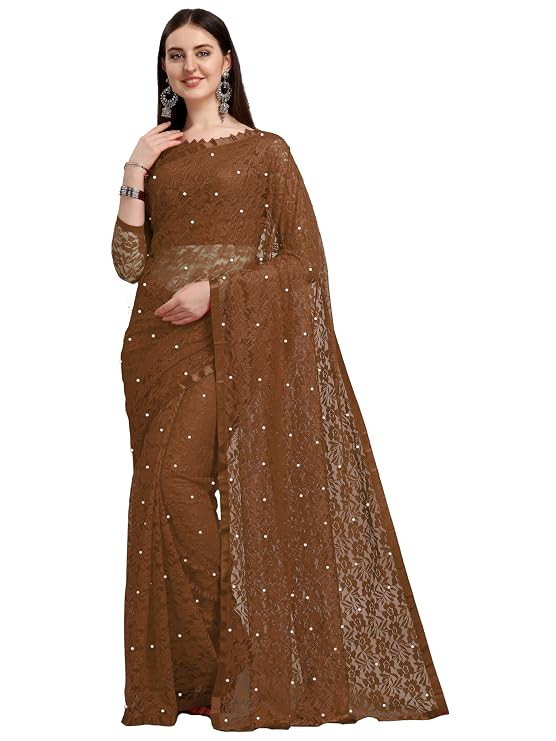 TA Women's Net Saree With Blouse