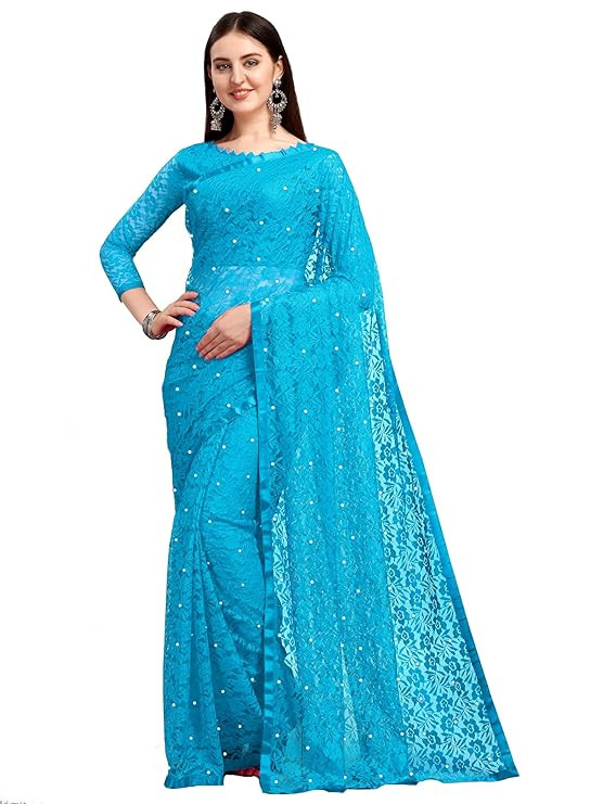 TA  Women's Net Saree With Blouse