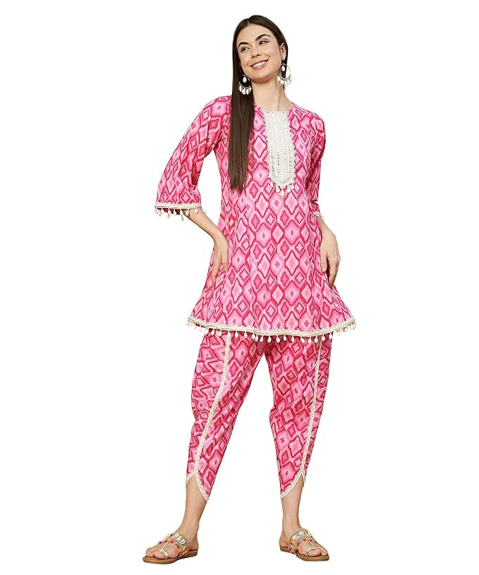 TA Fashions Pre-Shrunk Ethnic Short Kurta with Dhoti Pant Set For Women