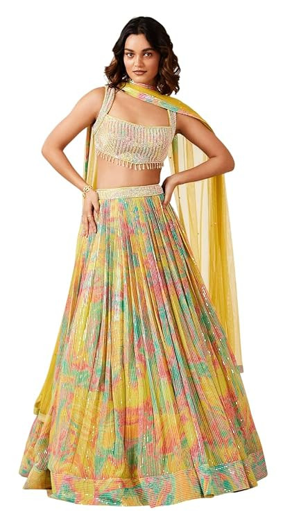 TA Woman's Multicoloured Printed Lehenga Set