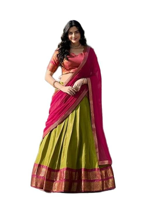 TA Cultural Glow Art Silk Dhavni Set for South Indian Half Saree Look_Kaju Pista 11_06_0401