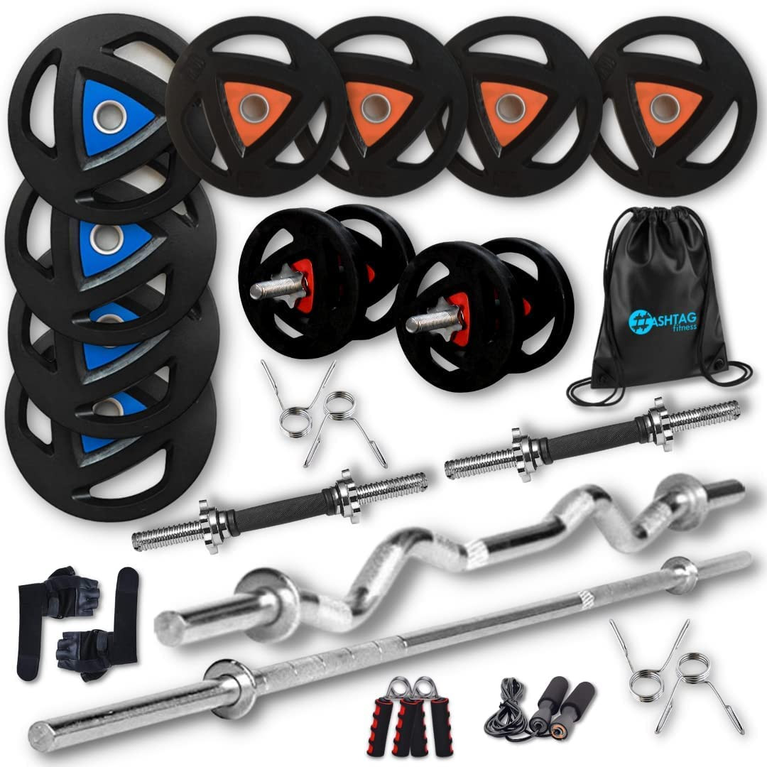 TA  Hashtag Fitness Home Gym Set 10kg 50kg gym equipment set for home workout,fitness equipment dumbbells set for home gym (30kg, Metal Integrated)
