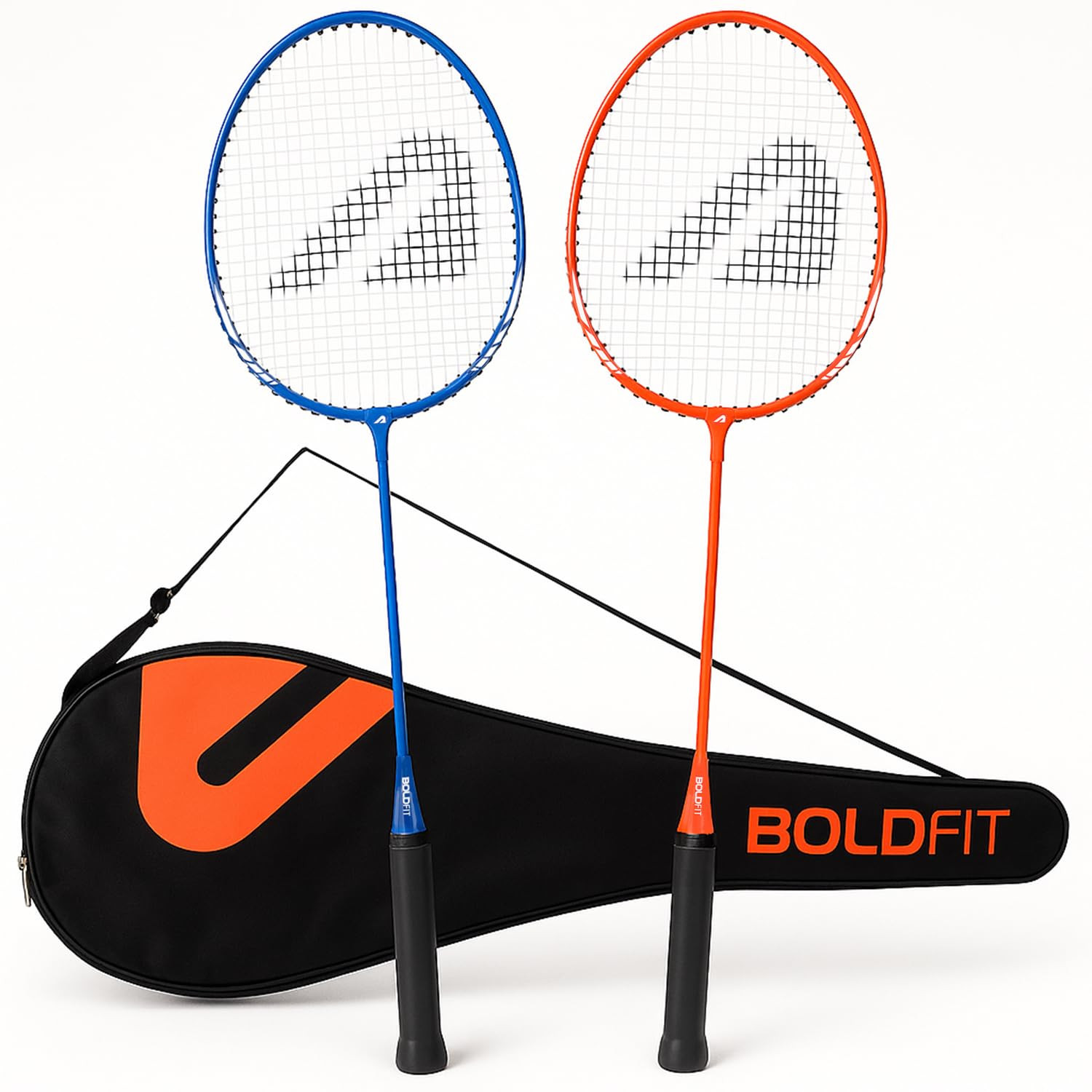 TA Boldfit Badminton Racket Combo for Beginners Adults Aluminium Shuttle Bat with Full Cover Bag Badminton Racquet for Practice & Match Lightweight 100gm with Grip Handle Shuttle Racket 1 Pair BlueOrange