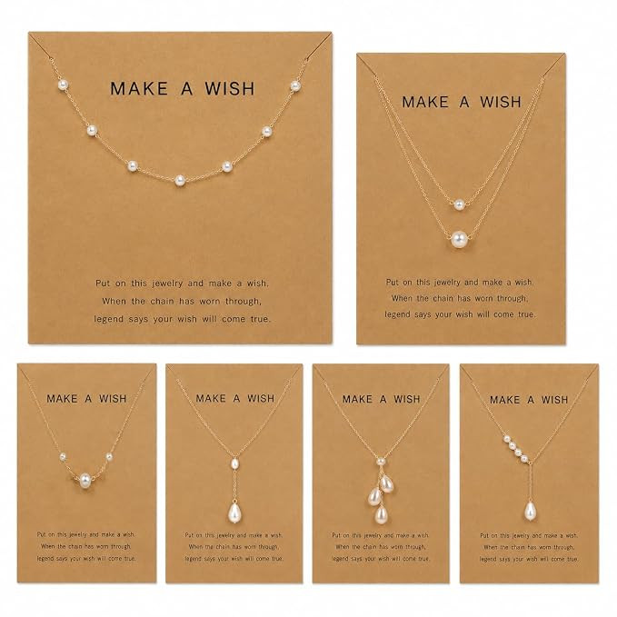 TA 6 Pcs Latest Stylish Pearl Necklace Jewellery Set for Women Pendant Necklace Gifts for Girls