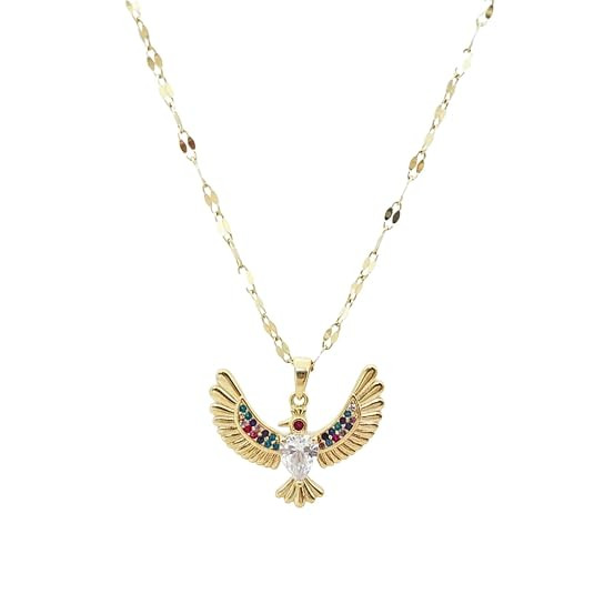 TA Artificial Necklace for Women & Girls | Gold-Plated Fashion Jewellery | Multi-Color CZ Stones | Heart Center Pendant