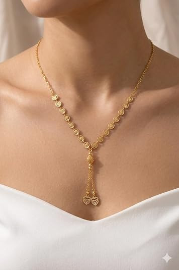 TA Y Chain Necklace for Women | Gold Colour Artificial Fashion Jewellery | Trendy Layered Y Shape Pendant Chain for Girls, Party, Daily & Gift