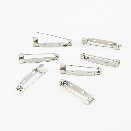 TA 50pcs Silver Brooch Pin Back Base Medium Size Safety Pins for DIY Jewellery Making Craft Projects Blank Brooch Clip Settings