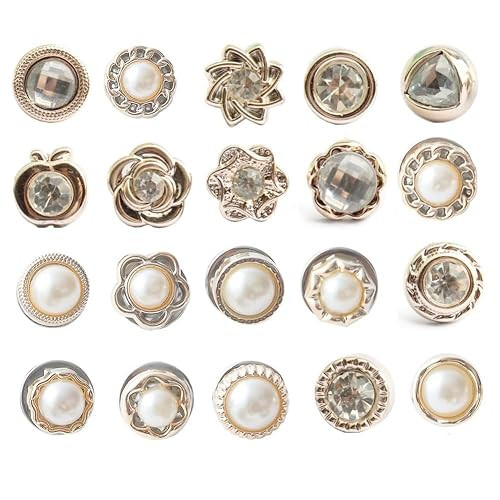 TA 20pcs Brooch Pins for Women - Cover Up Button Pins Instant Button Jeans & Shirt Safety Brooch Enamel Modesty Pins Pearl Brooch Buttons for DIY Clothing Dress Coat(20 PCS)