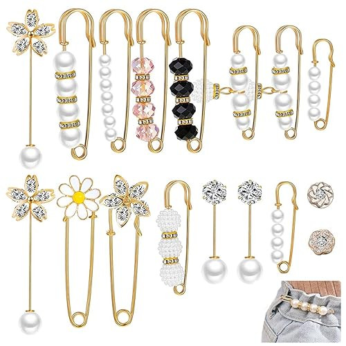 TA Pearl Brooch Safety Pins for Women and Girls