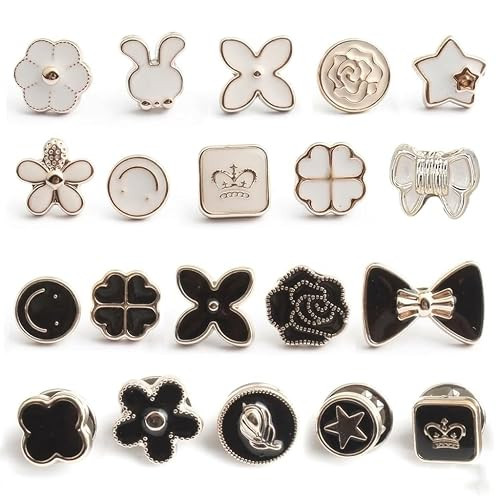 TA 20pcs Brooch Pins for Women Cover Up Button Pins Instant Button Jeans Button Pins Women Shirt Safety Brooch Enamel Pins Modesty Pins Pearl Brooch Buttons for DIY Clothing Dress Coat